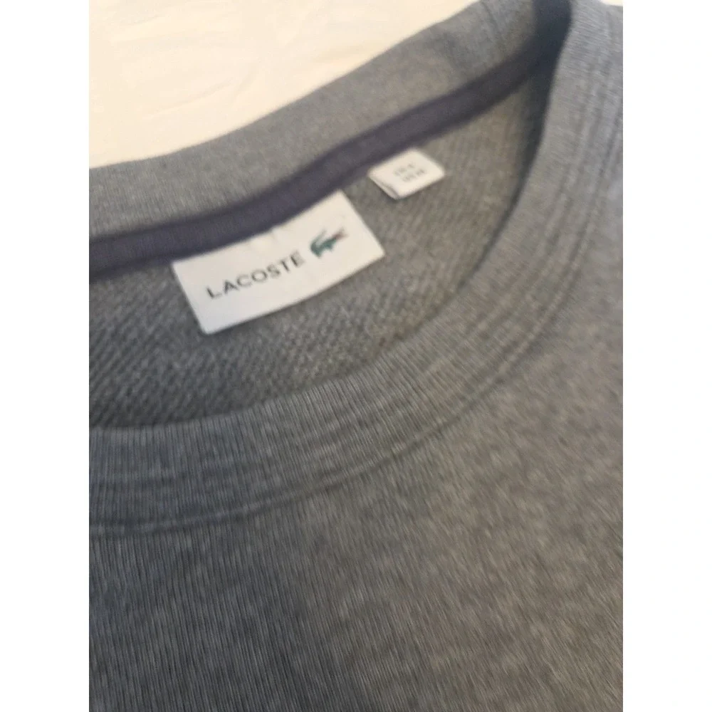 Lacoste Striped Crewneck Sweatshirt Mens 4 M Gray‎ Navy Blue Pullover Crocodile